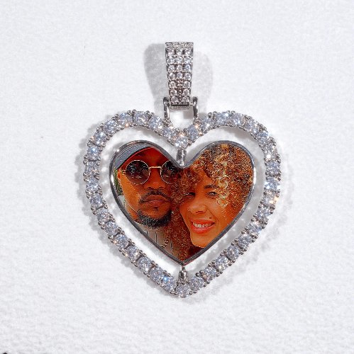 3D Spinning 2-Faced Heart Custom Picture Pendant