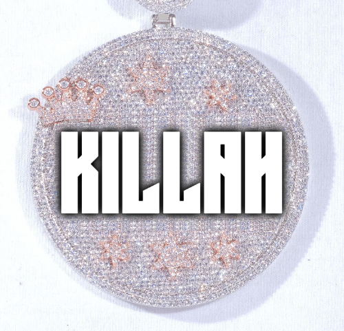 CUSTOM LETTER NECKLACE 3D BIG CROWN DISC