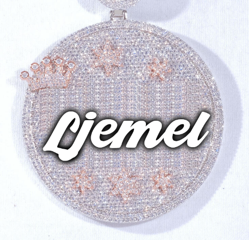 CUSTOM LETTER NECKLACE 3D BIG CROWN DISC