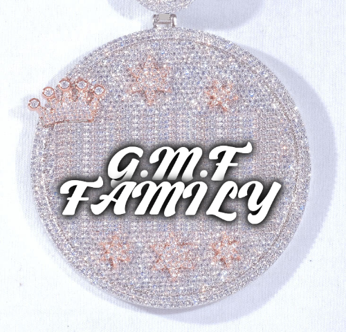 CUSTOM LETTER NECKLACE 3D BIG CROWN DISC