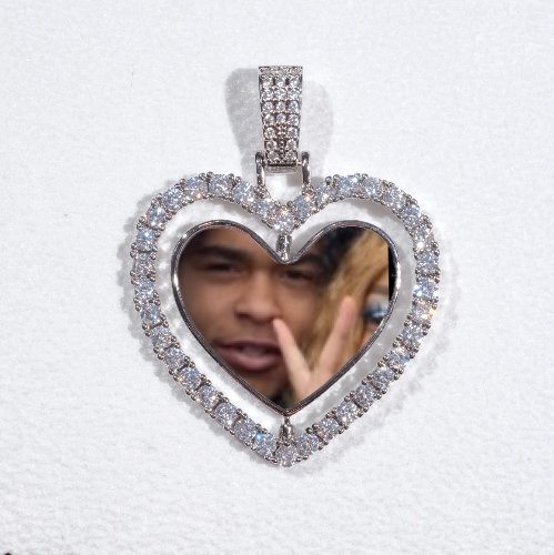 3D Spinning 2-Faced Heart Custom Picture Pendant