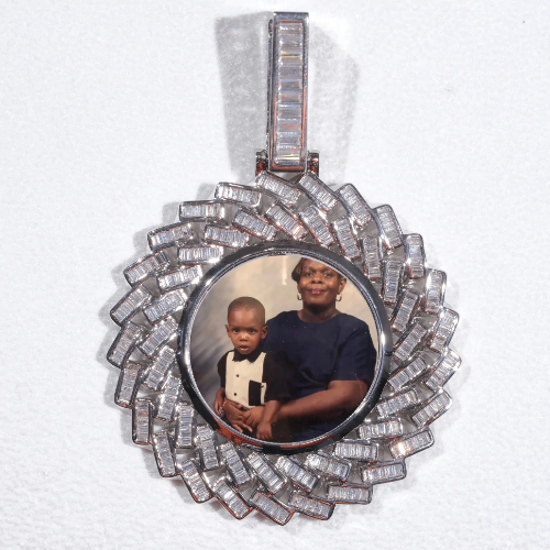 Large 3D Baguette Custom Picture Pendant