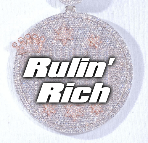 CUSTOM LETTER NECKLACE 3D BIG CROWN DISC