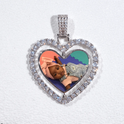 3D Spinning 2-Faced Heart Custom Picture Pendant