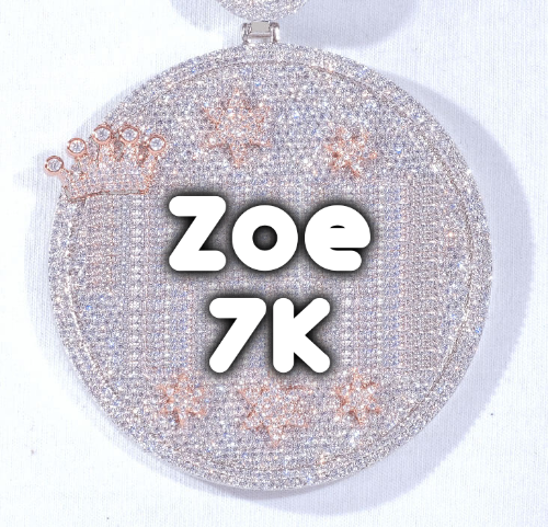 CUSTOM LETTER NECKLACE 3D BIG CROWN DISC