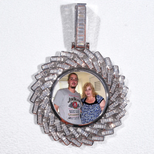 Large 3D Baguette Custom Picture Pendant