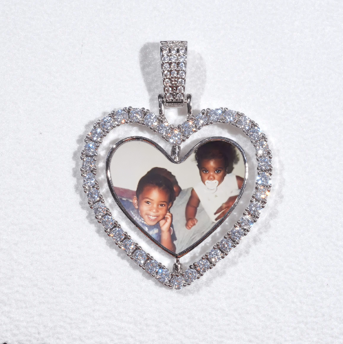 3D Spinning 2-Faced Heart Custom Picture Pendant