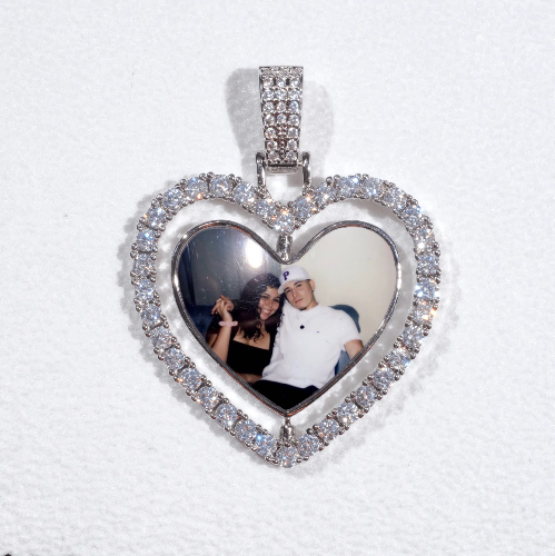 3D Spinning 2-Faced Heart Custom Picture Pendant