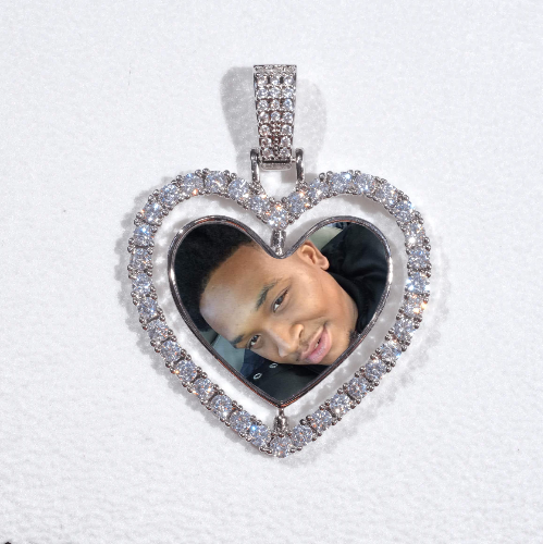 3D Spinning 2-Faced Heart Custom Picture Pendant