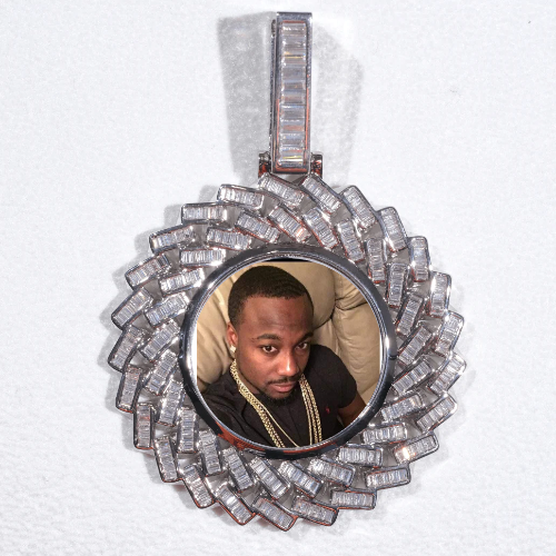 Large 3D Baguette Custom Picture Pendant