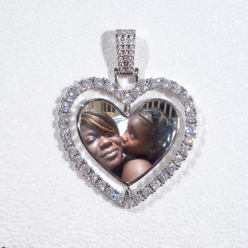 3D Spinning 2-Faced Heart Custom Picture Pendant