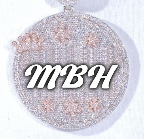 CUSTOM LETTER NECKLACE 3D BIG CROWN DISC
