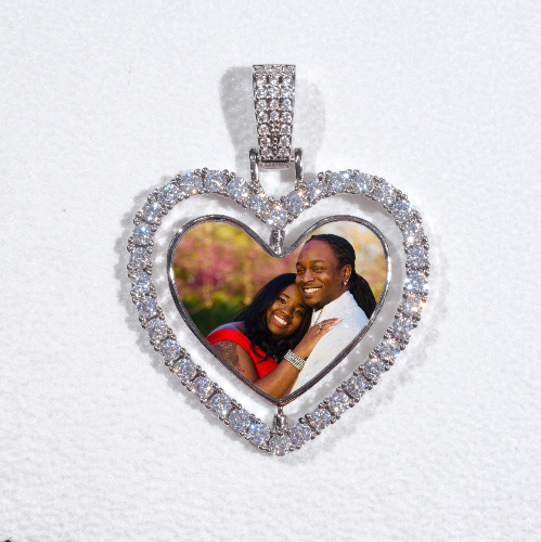 3D Spinning 2-Faced Heart Custom Picture Pendant