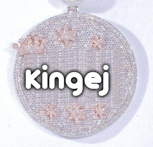 CUSTOM LETTER NECKLACE 3D BIG CROWN DISC