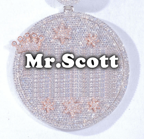 CUSTOM LETTER NECKLACE 3D BIG CROWN DISC