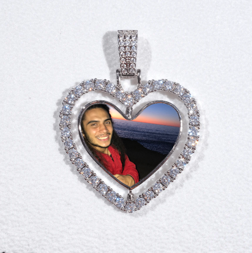 3D Spinning 2-Faced Heart Custom Picture Pendant