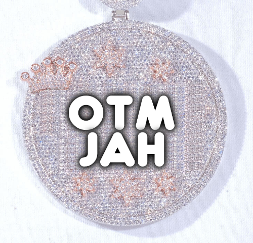 CUSTOM LETTER NECKLACE 3D BIG CROWN DISC