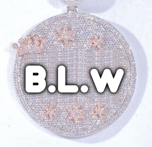 CUSTOM LETTER NECKLACE 3D BIG CROWN DISC