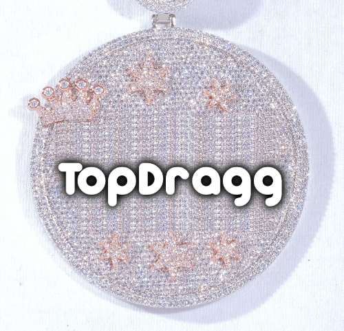 CUSTOM LETTER NECKLACE 3D BIG CROWN DISC