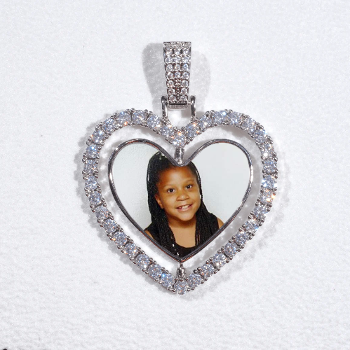 3D Spinning 2-Faced Heart Custom Picture Pendant
