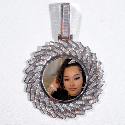 Large 3D Baguette Custom Picture Pendant