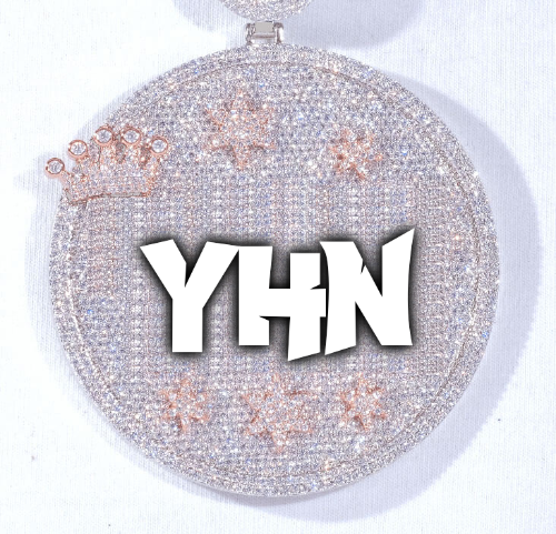 CUSTOM LETTER NECKLACE 3D BIG CROWN DISC