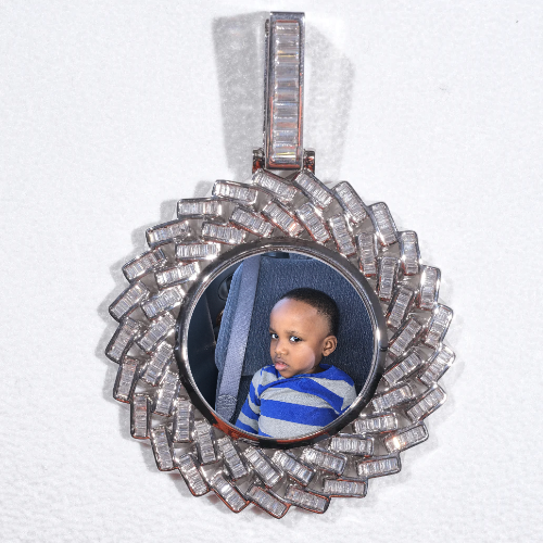 Large 3D Baguette Custom Picture Pendant
