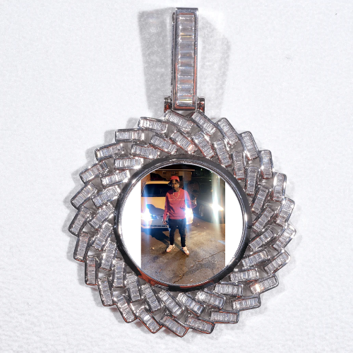 Large 3D Baguette Custom Picture Pendant
