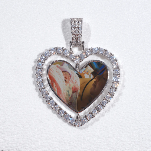 3D Spinning 2-Faced Heart Custom Picture Pendant