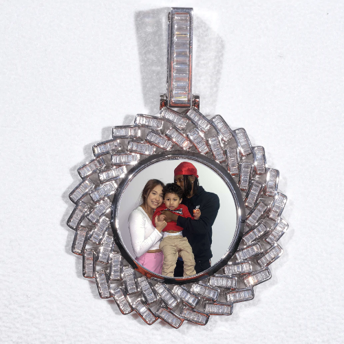 Large 3D Baguette Custom Picture Pendant