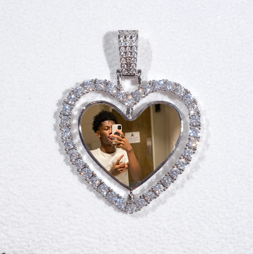 3D Spinning 2-Faced Heart Custom Picture Pendant