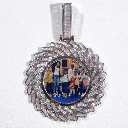 Large 3D Baguette Custom Picture Pendant