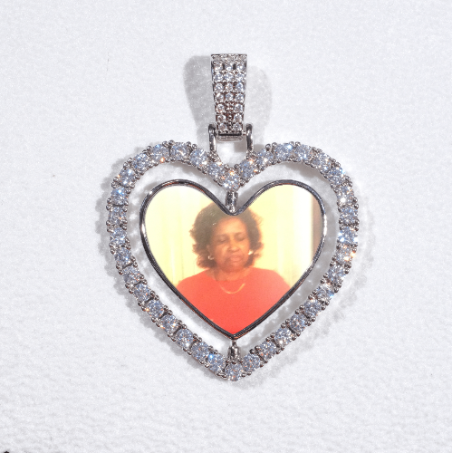 3D Spinning 2-Faced Heart Custom Picture Pendant
