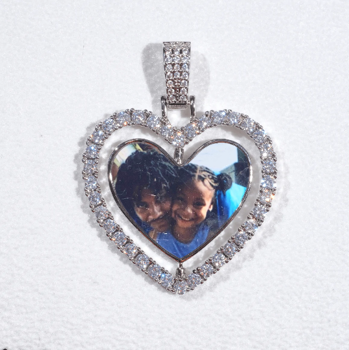 3D Spinning 2-Faced Heart Custom Picture Pendant