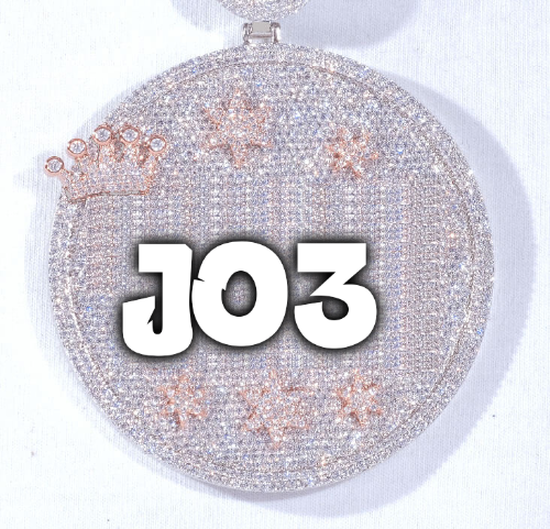 CUSTOM LETTER NECKLACE 3D BIG CROWN DISC