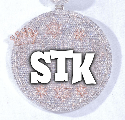 CUSTOM LETTER NECKLACE 3D BIG CROWN DISC