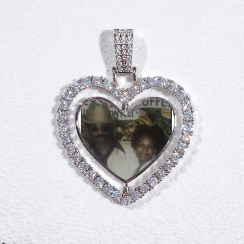 3D Spinning 2-Faced Heart Custom Picture Pendant