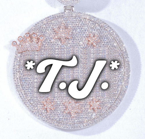 CUSTOM LETTER NECKLACE 3D BIG CROWN DISC