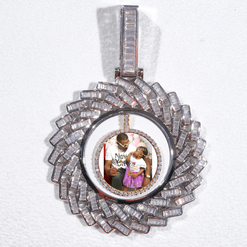Large 3D Baguette Custom Picture Pendant