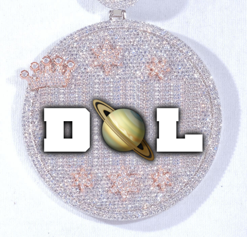 CUSTOM LETTER NECKLACE 3D BIG CROWN DISC