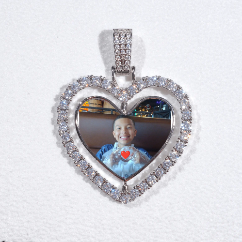 3D Spinning 2-Faced Heart Custom Picture Pendant
