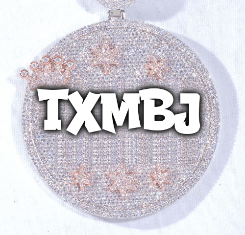 CUSTOM LETTER NECKLACE 3D BIG CROWN DISC