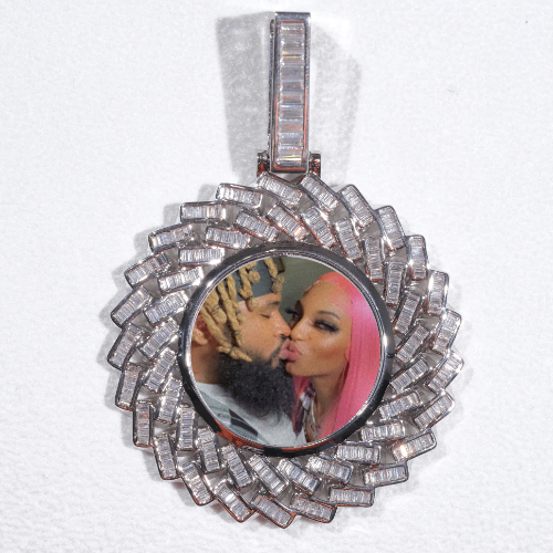 Large 3D Baguette Custom Picture Pendant