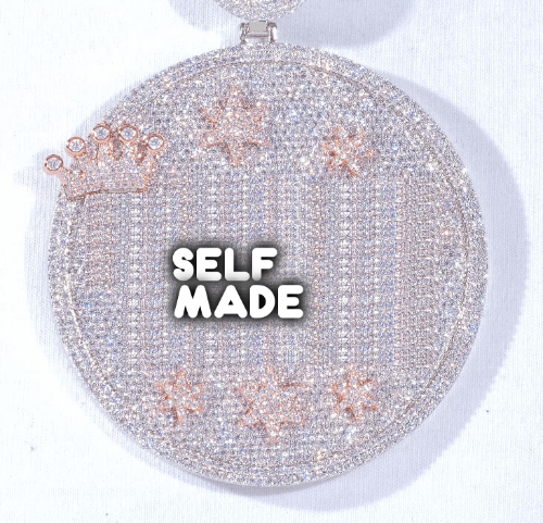 CUSTOM LETTER NECKLACE 3D BIG CROWN DISC
