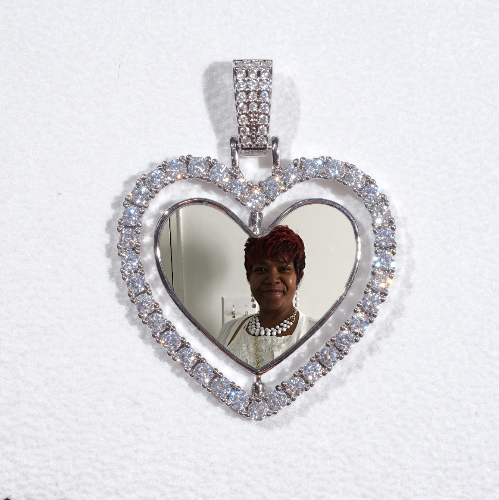 3D Spinning 2-Faced Heart Custom Picture Pendant