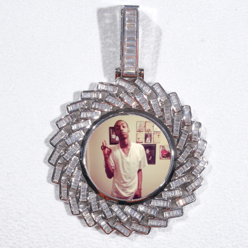 Large 3D Baguette Custom Picture Pendant