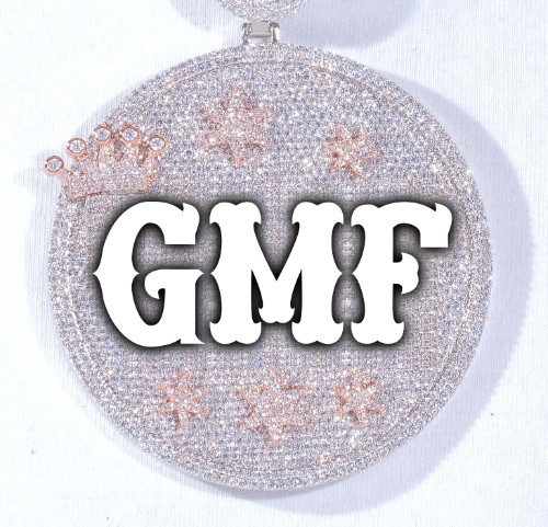 CUSTOM LETTER NECKLACE 3D BIG CROWN DISC