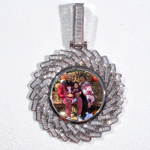 Large 3D Baguette Custom Picture Pendant