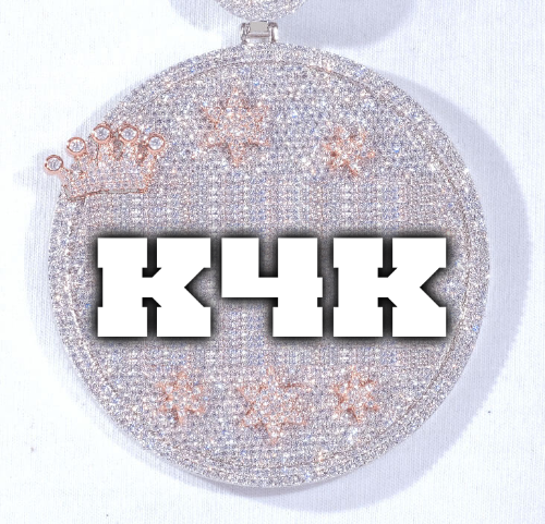 CUSTOM LETTER NECKLACE 3D BIG CROWN DISC