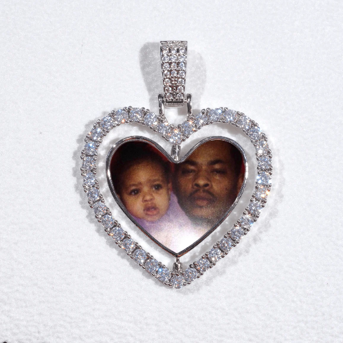 3D Spinning 2-Faced Heart Custom Picture Pendant